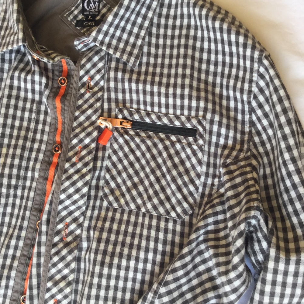 Cavi Long Sleeve Plaid Shirt , Size Large.